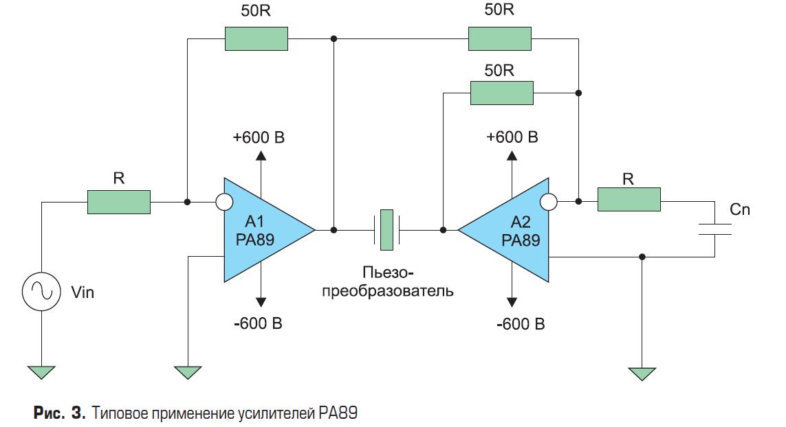 Типовое применение высоковольтного ОУ PA89 Apex Microtechnology