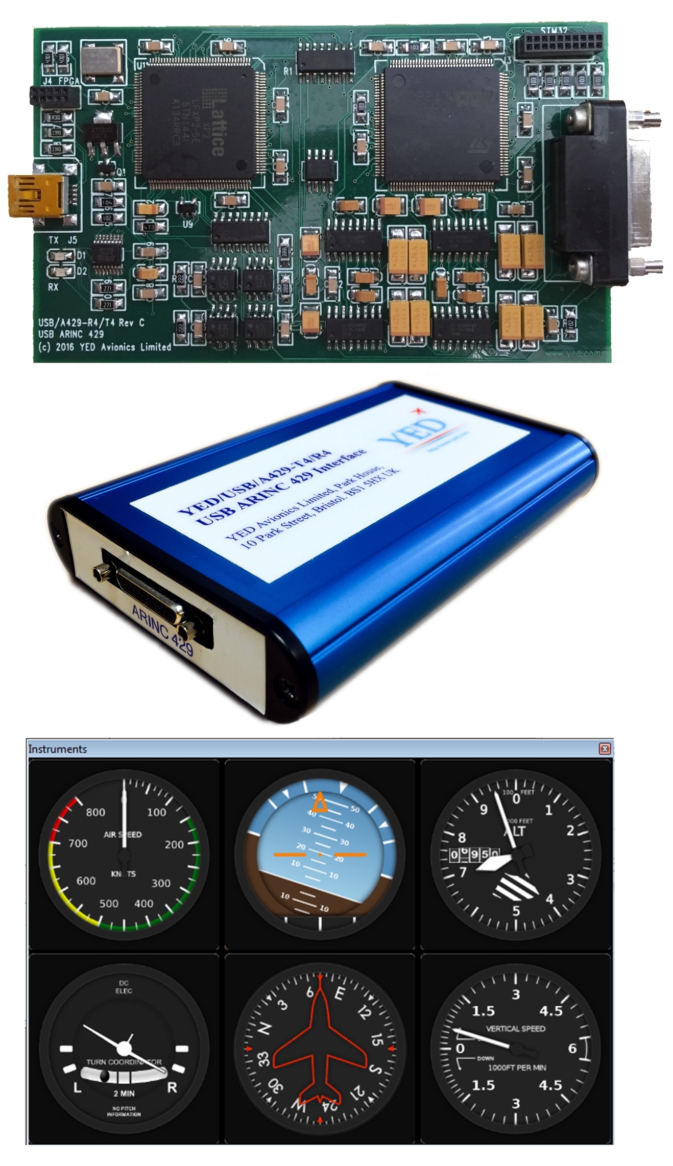 Адаптер YED-A429-R4-T4/USB компании YED Avionics для работы с оборудованием стандарта ARINC 429