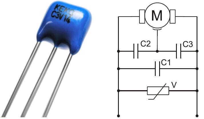 Компоненты серии C3V компании KEKO Varicon для подавления помех, генерируемых электродвигателями