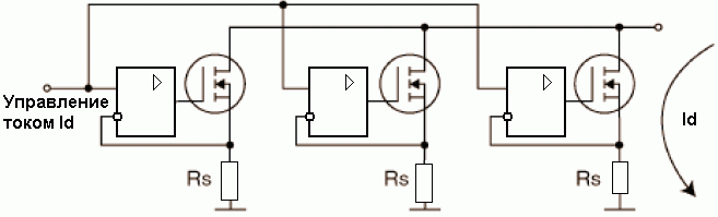 Идея осуществления линейного режима при параллельном включении транзисторов