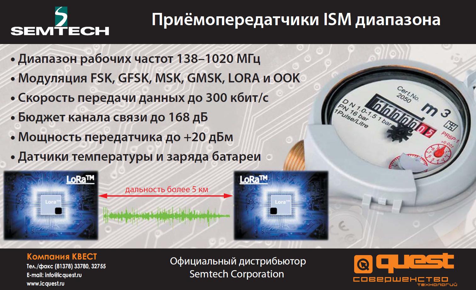 Рекламный модуль: Приёмопередатчика Semtech ISM-диапазона