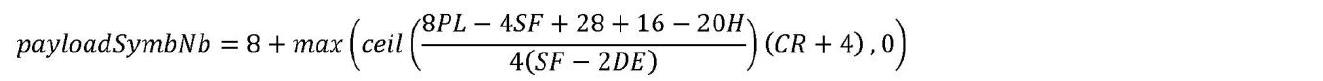 Формула расчёта количества символов, составляющих полезные данные и заголовок пакета LoRa